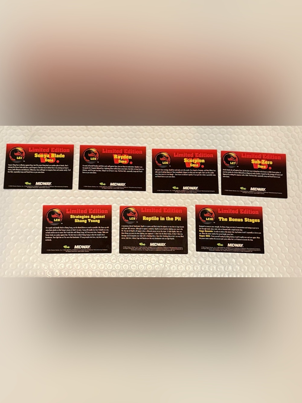 1994 Classic Games Mortal Kombat Series 1 Complete 100 Card Base Set w/7 LE card - Picture 10 of 11